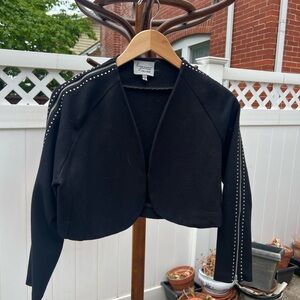 Lysse Black Cropped Studded Open-Front Blazer